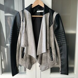 Blanc Noir Gray Drape Moto Jacket
